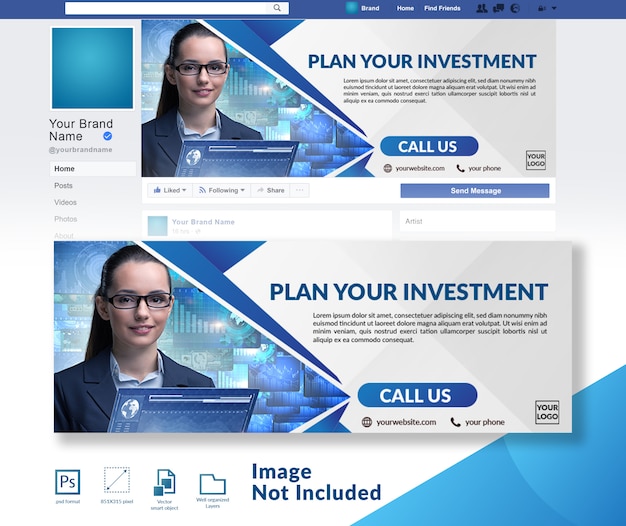 PSD ビジネスfacebookの表紙のテンプレート