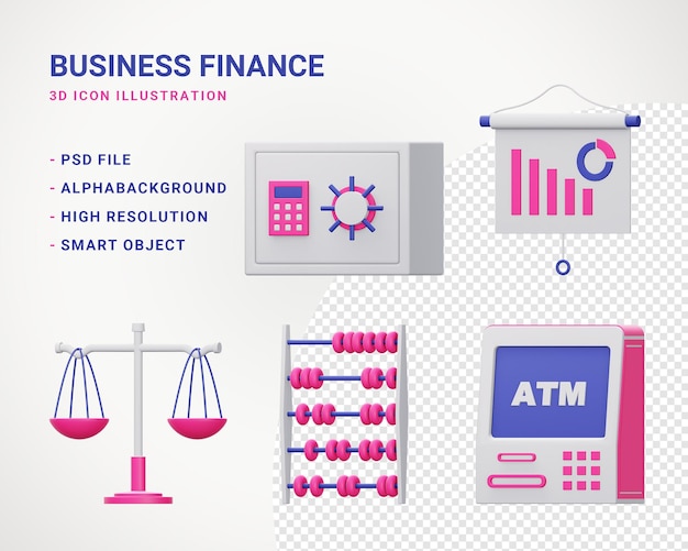 Illustrazione dell'icona 3d di finanza aziendale