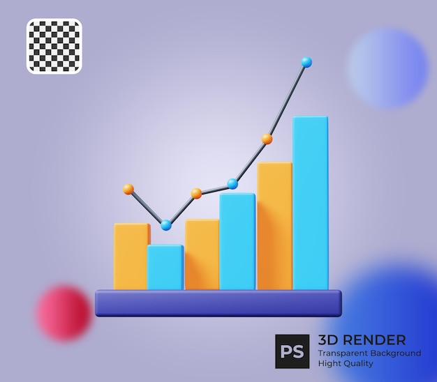 PSD ビジネスファイナンスグラフチャート3dイラスト