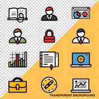 PSD business and finance icons set productivity concept