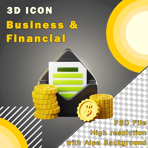 PSD business and finance illustration letter 3d illustration