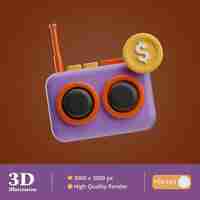 PSD business financial radio illustration 3d