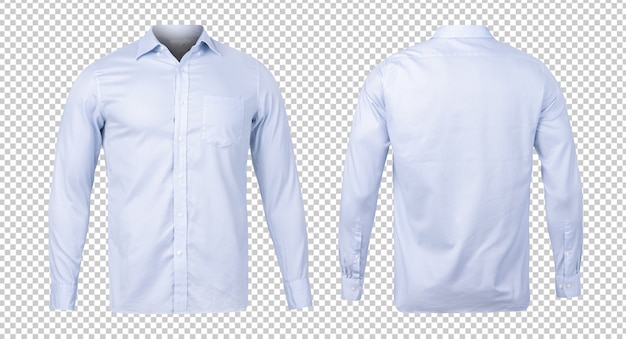 Business or formal blue shirt, front and back view mock-up template for your design.