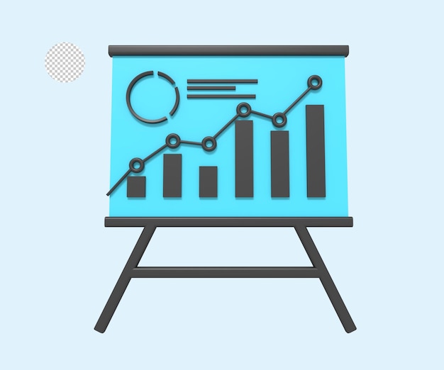 A business graph displayed on a whiteboard for a presentation on marketing strategies