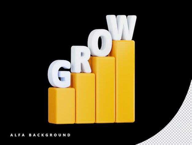 PSD business grow 3d vector icon illustration