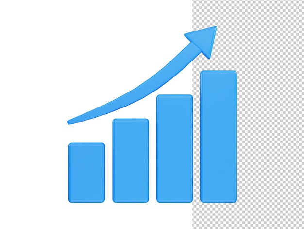 PSD business grow bar chart icon illustration transparent element