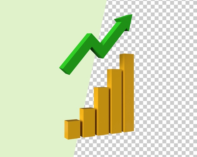 PSD rendering 3d del grafico di crescita aziendale