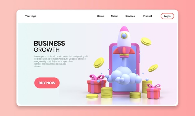 Business growth concept illustration landing page template for business idea concept background