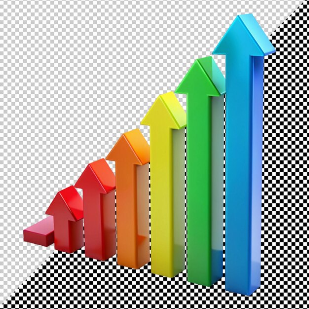 PSD grafico di fasi di crescita aziendale concetto a freccia su sfondo trasparente