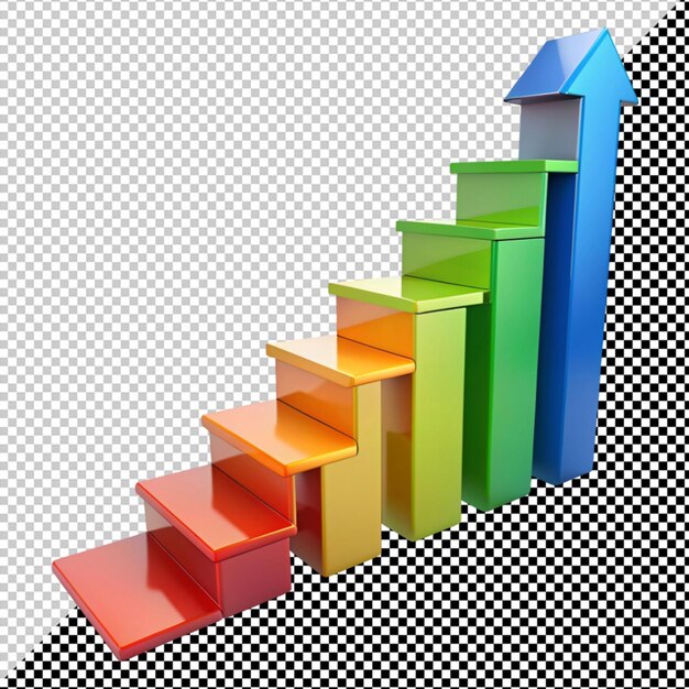 PSD grafico di fasi di crescita aziendale concetto a freccia su sfondo trasparente