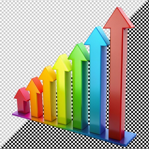 PSD business growth steps chart arrow concept on transparent background