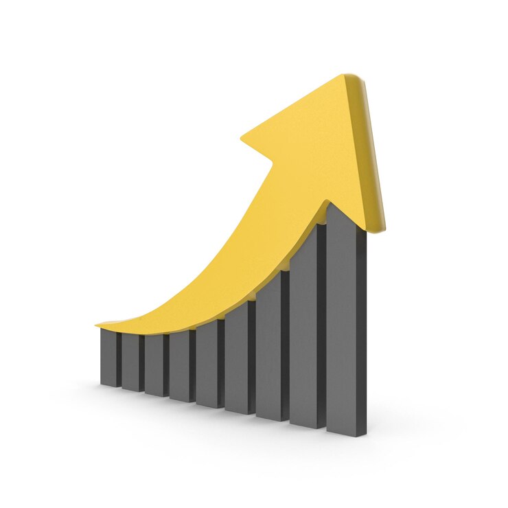 PSD business growth and success chart with upward arrow
