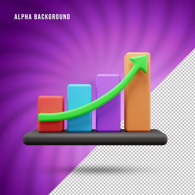 Business growth up chat illustration or 3d business investment success illustration