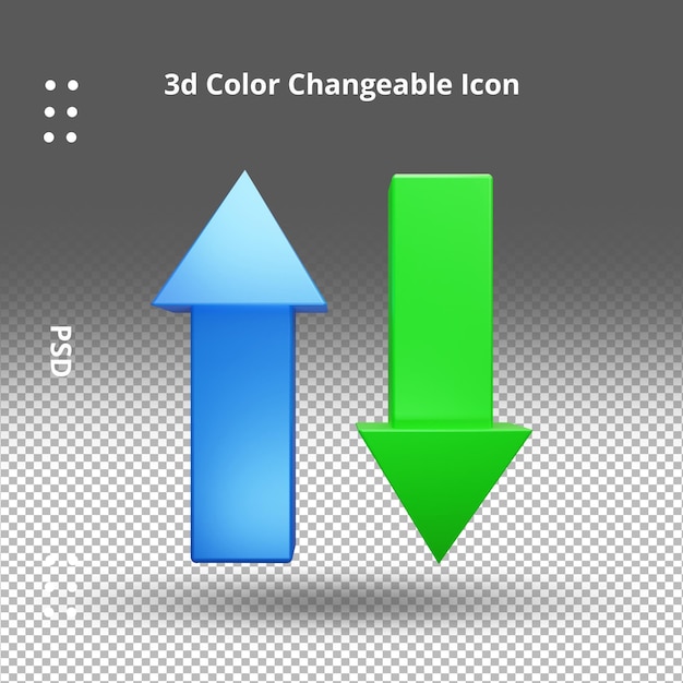 ビジネスの成長アップダウンサインUIアイコン3D