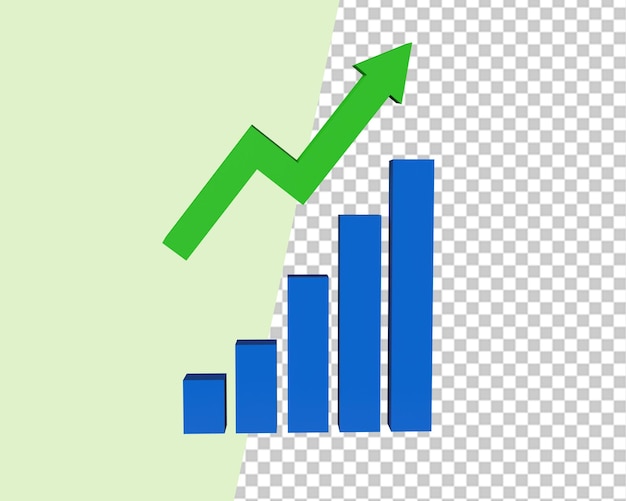 Business growth up green arrow 3d