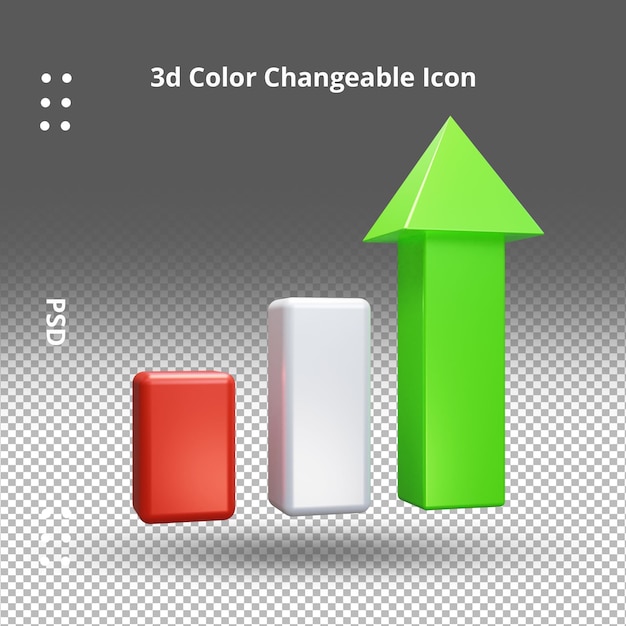 Business growth up sign ui icon 3d