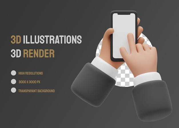 Business hand illustration 3d rendering