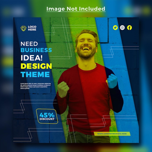 Business idea and corporate social media post web banner design template