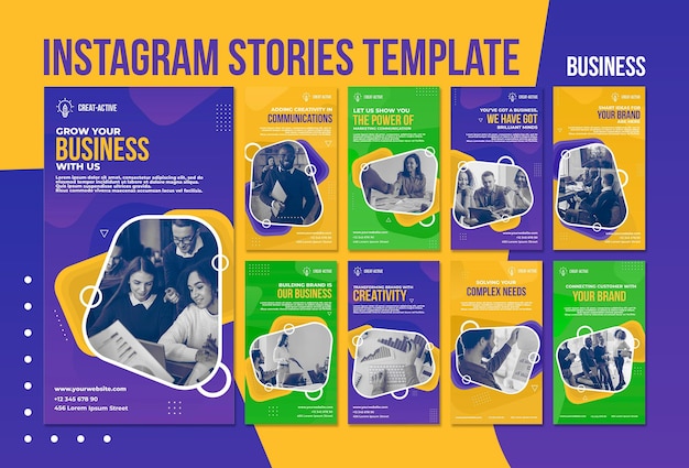 Business instagram stories template with photo