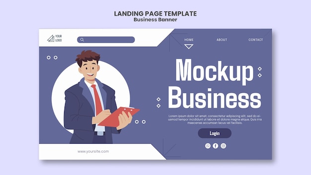 Business Landing Page Mockup Template Design Moderne bedrijfsbanner voor de website