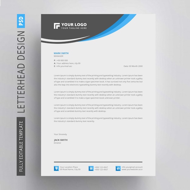 Business letterhead ontwerp psd sjabloon