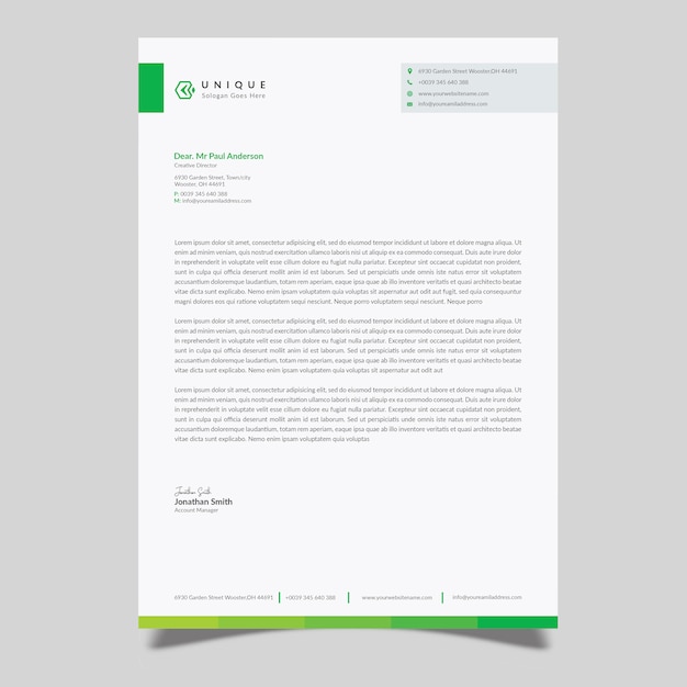 PSD business letterhead