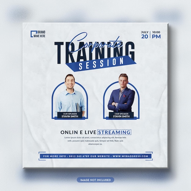 Business live webinar and corporate social media post template