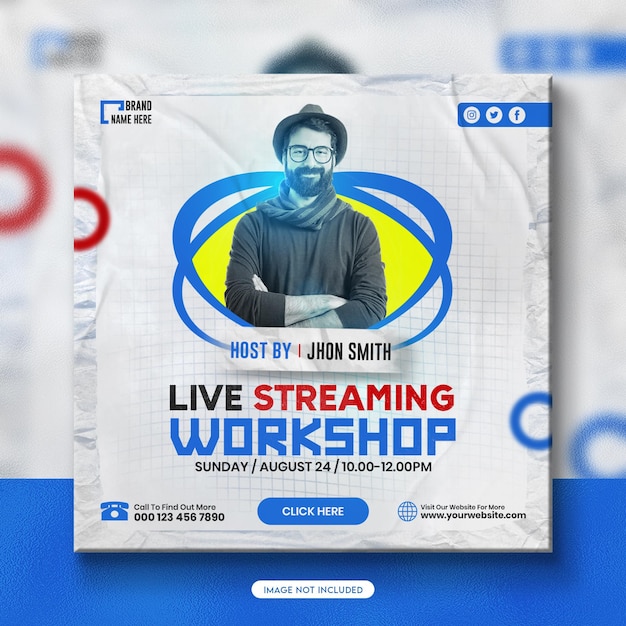 PSD business live webinar and corporate social media post template