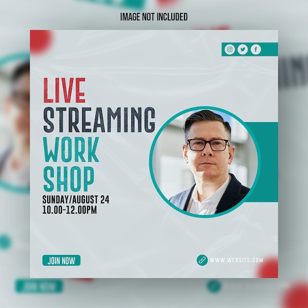 Business live webinar and corporate social media post template