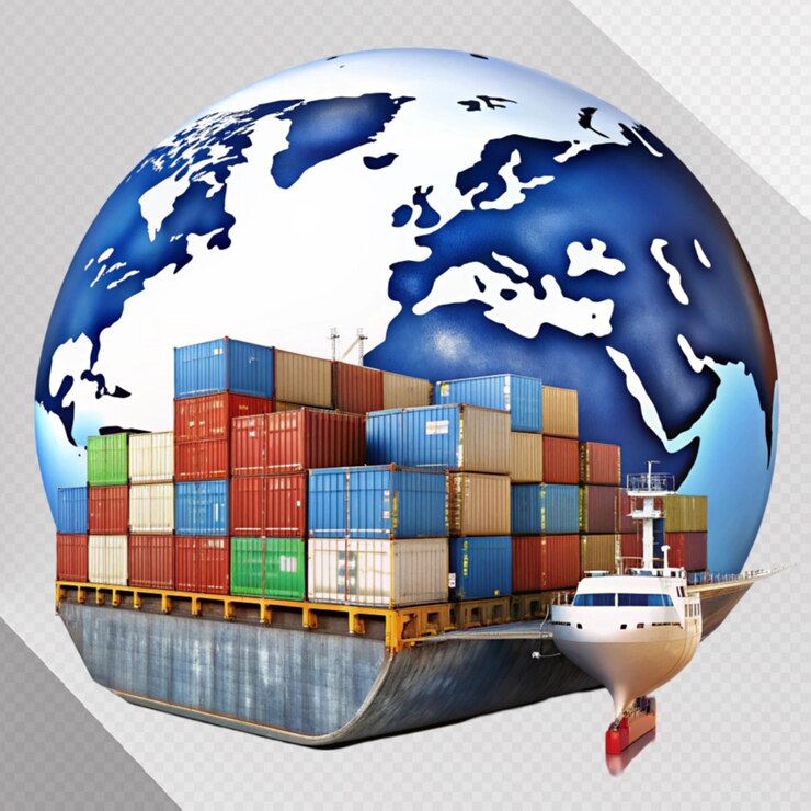 PSD business logistics concept container cargo on transparent background