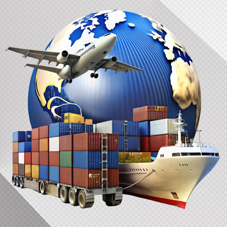 PSD business logistics concept container cargo on transparent background