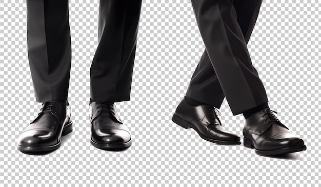 透明な背景に分離されて歩くビジネスマンの足