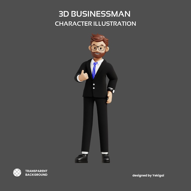 비즈니스맨은 uiux 웹 앱 인포그래픽 등을 위해 좋은 3D 캐릭터 일러스트레이션을 말합니다.
