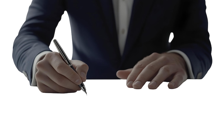 PSD business man sign with a pen