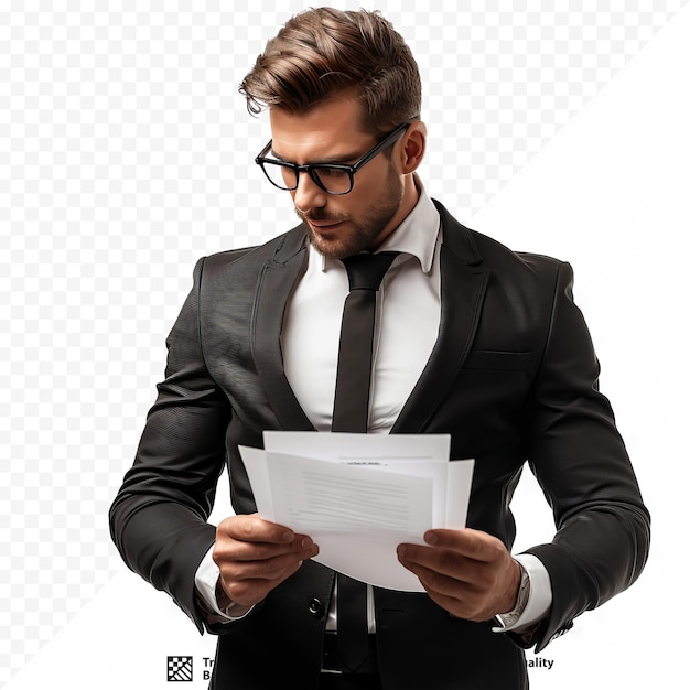 PSD business man in a suit with the documents