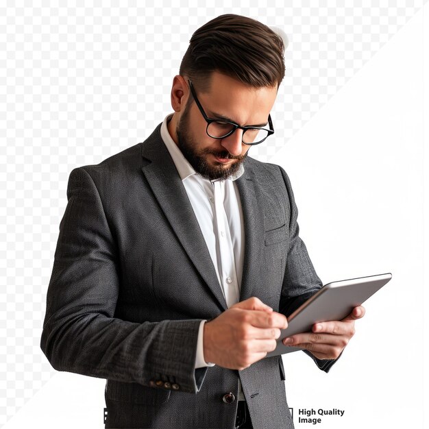 PSD business man using tablet