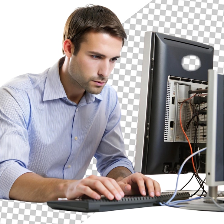 PSD a business man with his laptop