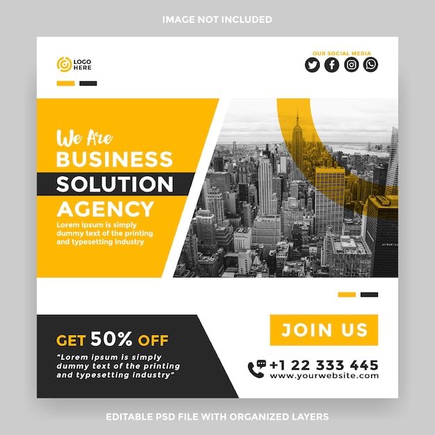 PSD business marketing agency social media template square banner