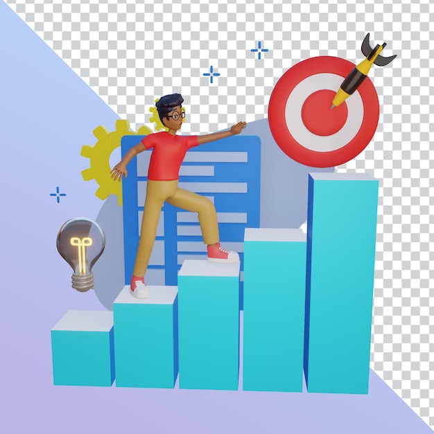 Business Mission 3D-illustratie geïsoleerd op transparante achtergrond