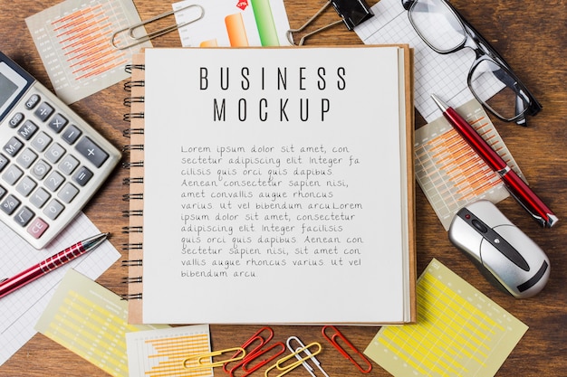 Business mock-up with desk arrangement