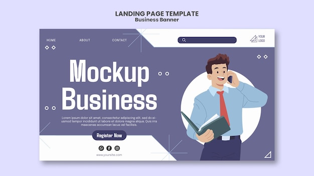 Business Mockup Landing Page Template Design Moderne Banner voor de website