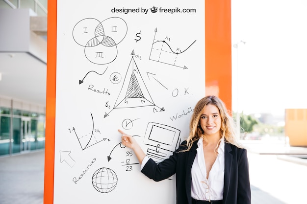 Business mockup with blonde woman