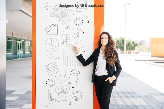 PSD business mockup with woman