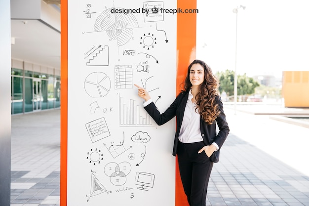 Business mockup with woman