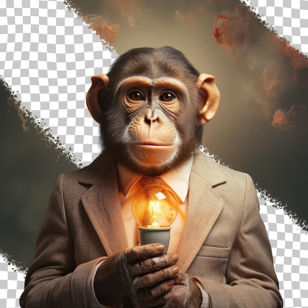 PSD business monkey had his bulb shattered transparent background