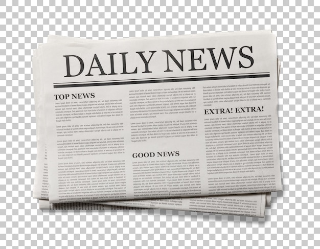 Business newspaper geïsoleerd daily newspaper mockup concept png transparantie met schaduw