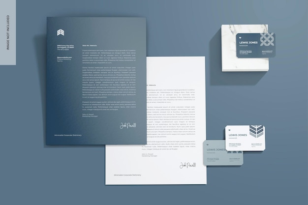 Business Office Stationery Mockup Top View