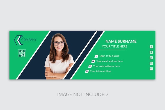 Modello di firma e-mail dell'imprenditore o piè di pagina e-mail e design della copertina dei social media personali