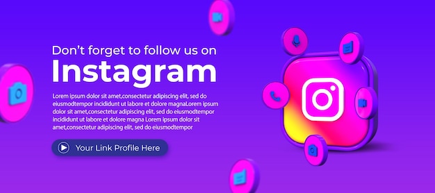 Business page instagram with 3d render for facebook cover template