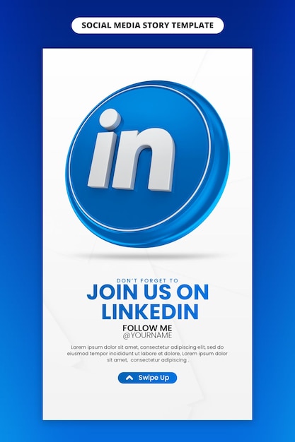 PSD Продвижение бизнес-страницы с помощью значка linkedin 3d render для instagram и шаблона истории в социальных сетях